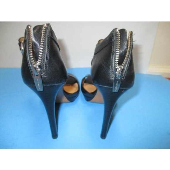 Coach Black Matte Platform Wexwood A6947 Open Toe Stiletto Pumps - Picture 7 of 9